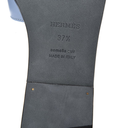 Hermes Calfskin Oran Sandals 37.5 Bleu Bleuet 8 of 10