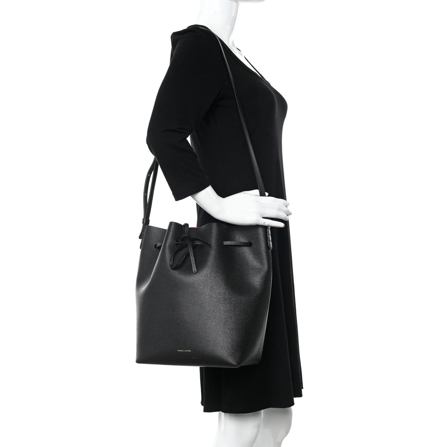 Mansur Gavriel Saffiano Bucket Bag Black Flamma 2 of 15
