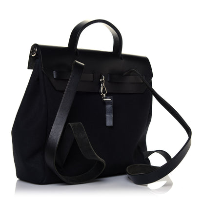 Hermes Toile Vache Calfskin Herbag 30 PM Backpack Black 2 of 5