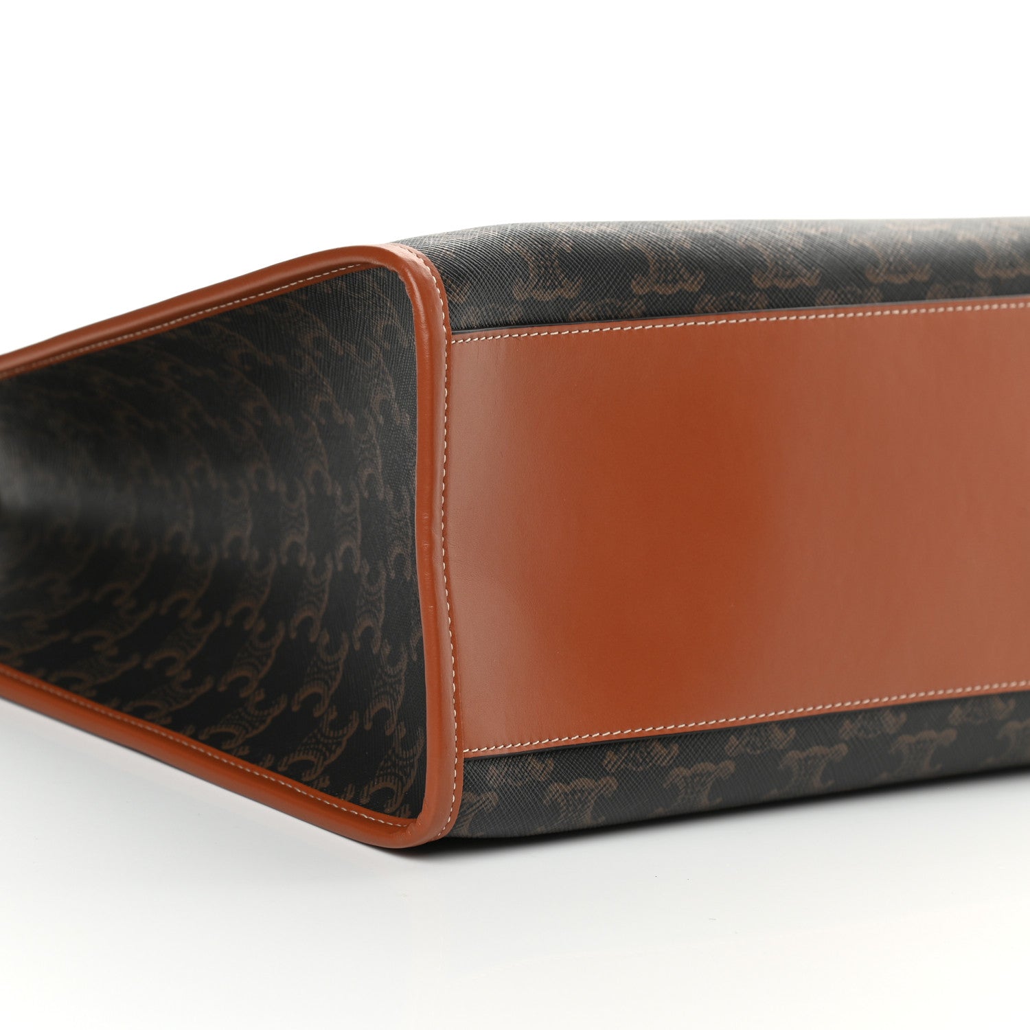 Celine Triomphe Canvas Calfskin Horizontal Cabas Tan 10 of 12