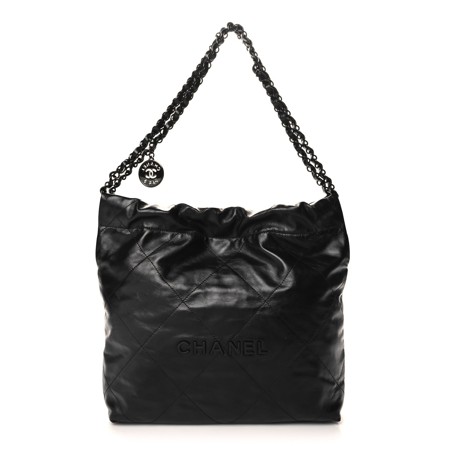 Chanel Shiny Calfskin Quilted Small Chanel 22 So Black 1 of 11