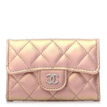 Chanel Iridescent Calfskin Quilted Flap Card Holder Wallet Pink 1 of 8
