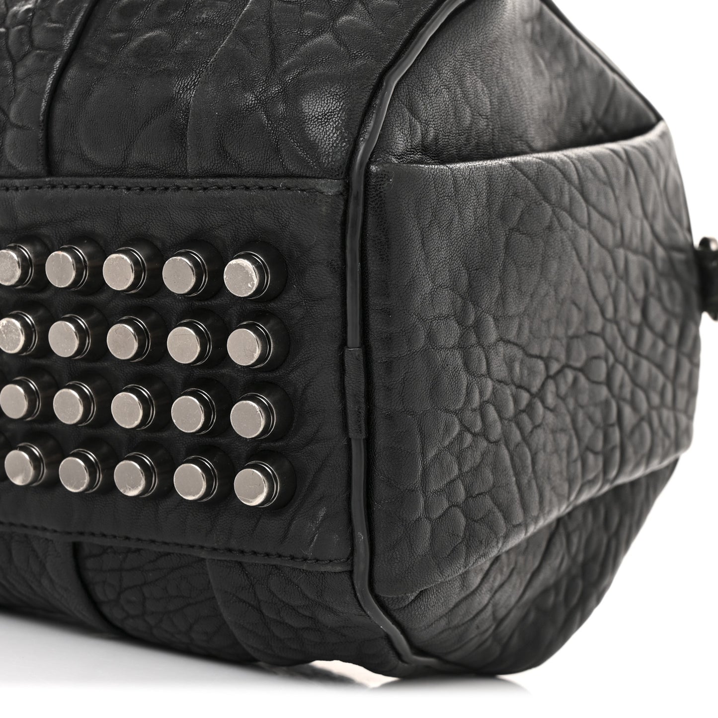 Pebbled Lambskin Rocco Black Silver Hardware