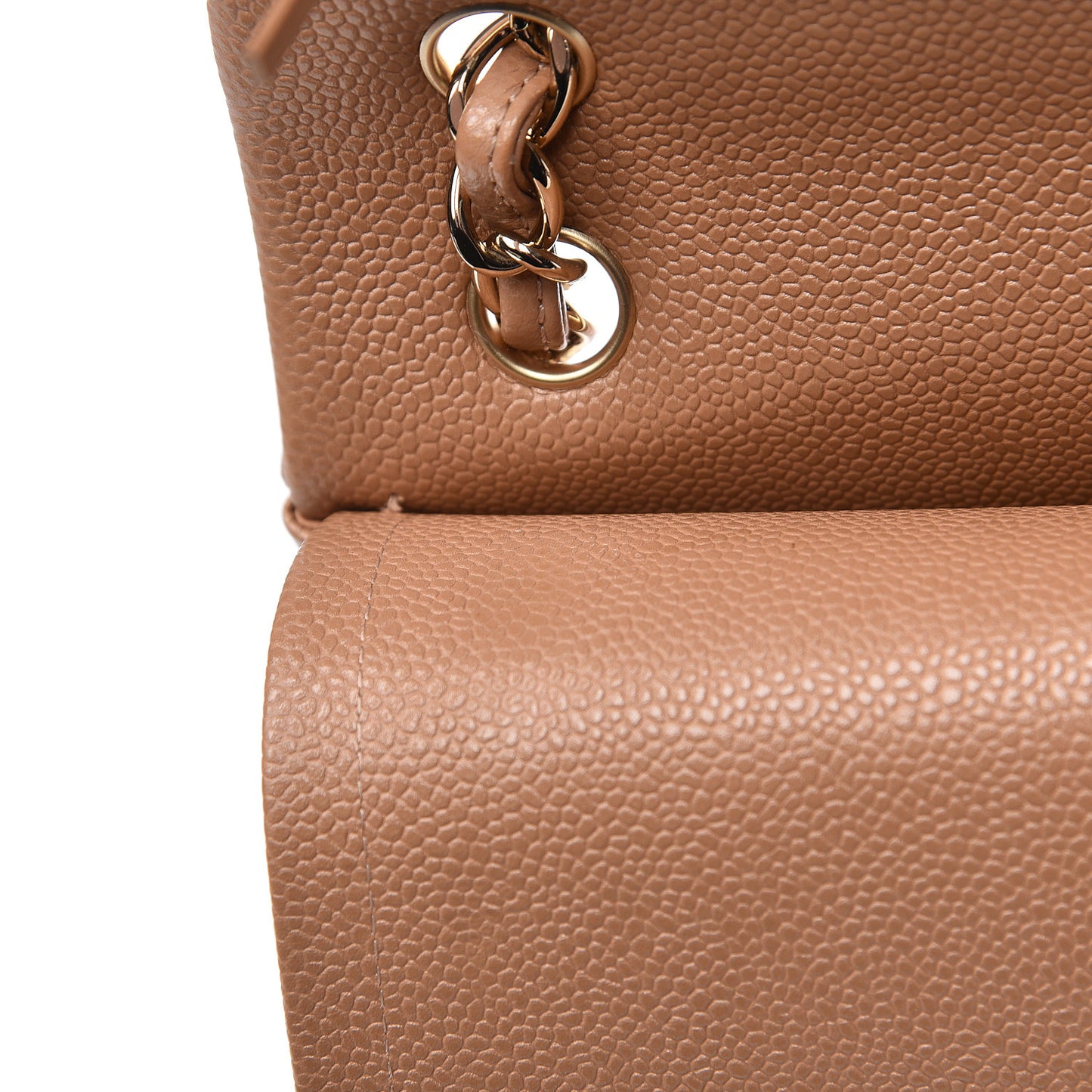 Caviar Quilted Jumbo Double Flap Beige
