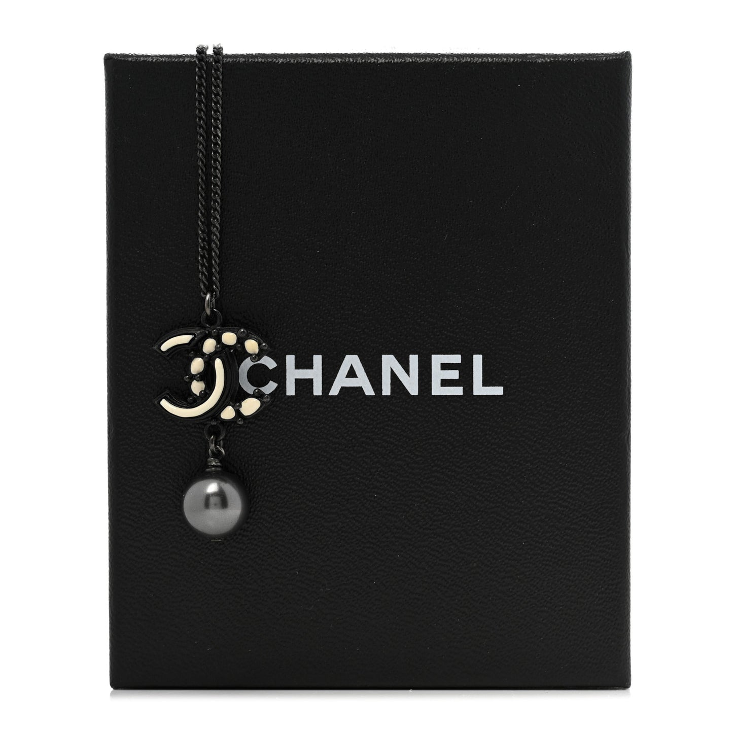 Pearl CC Pendant Necklace Ruthenium Grey