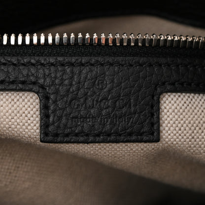 Gucci Piuma Calfskin Jumbo GG Embossed Medium Wristlet Messenger Bag Black 6 of 10