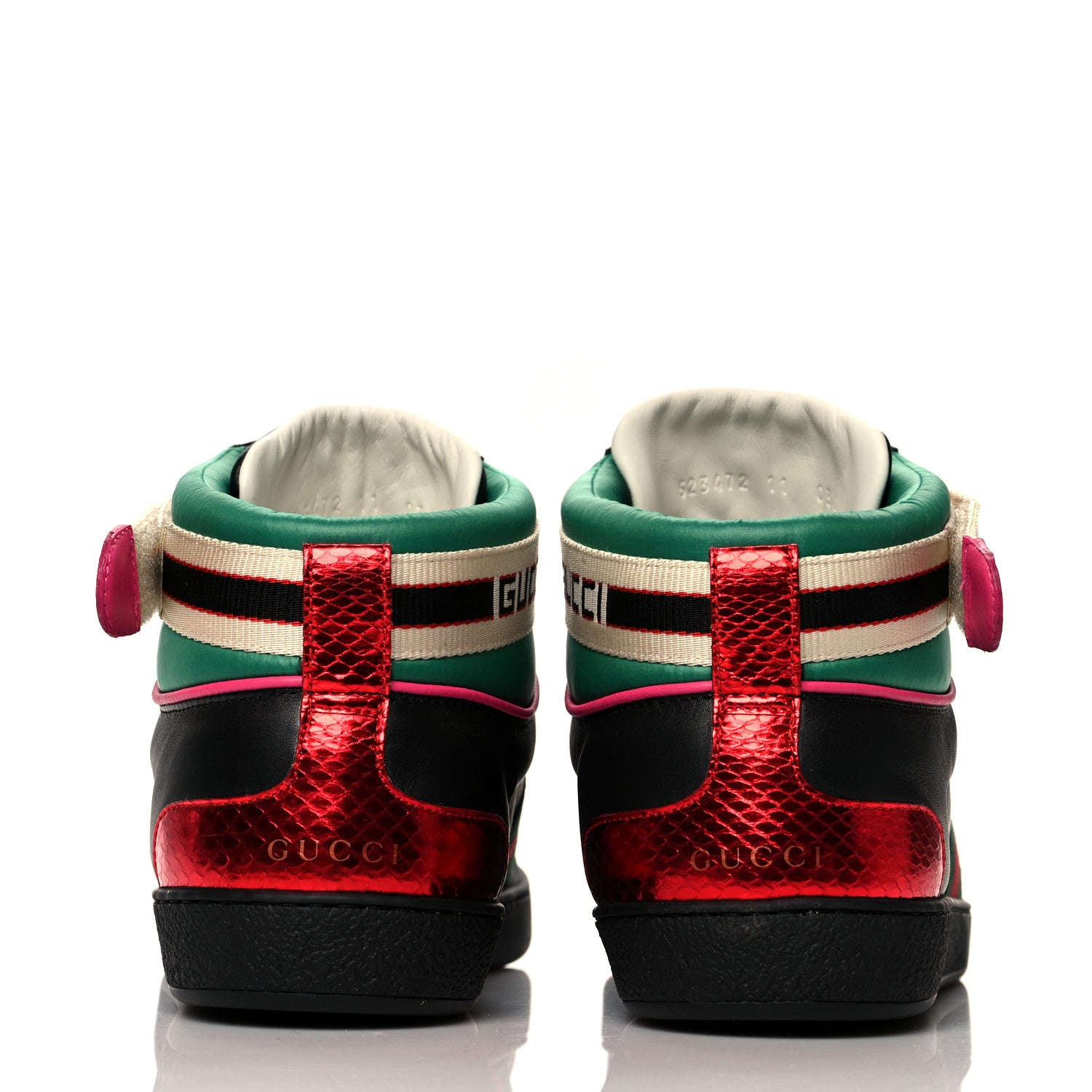 Gucci Calfskin Ayers Web Mens New Ace Stripe High Top Sneakers 11 Black 5 of 8