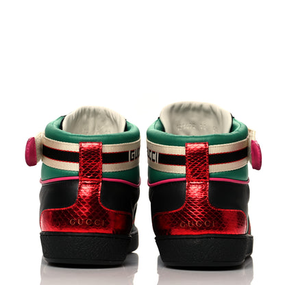 Gucci Calfskin Ayers Web Mens New Ace Stripe High Top Sneakers 11 Black 5 of 8