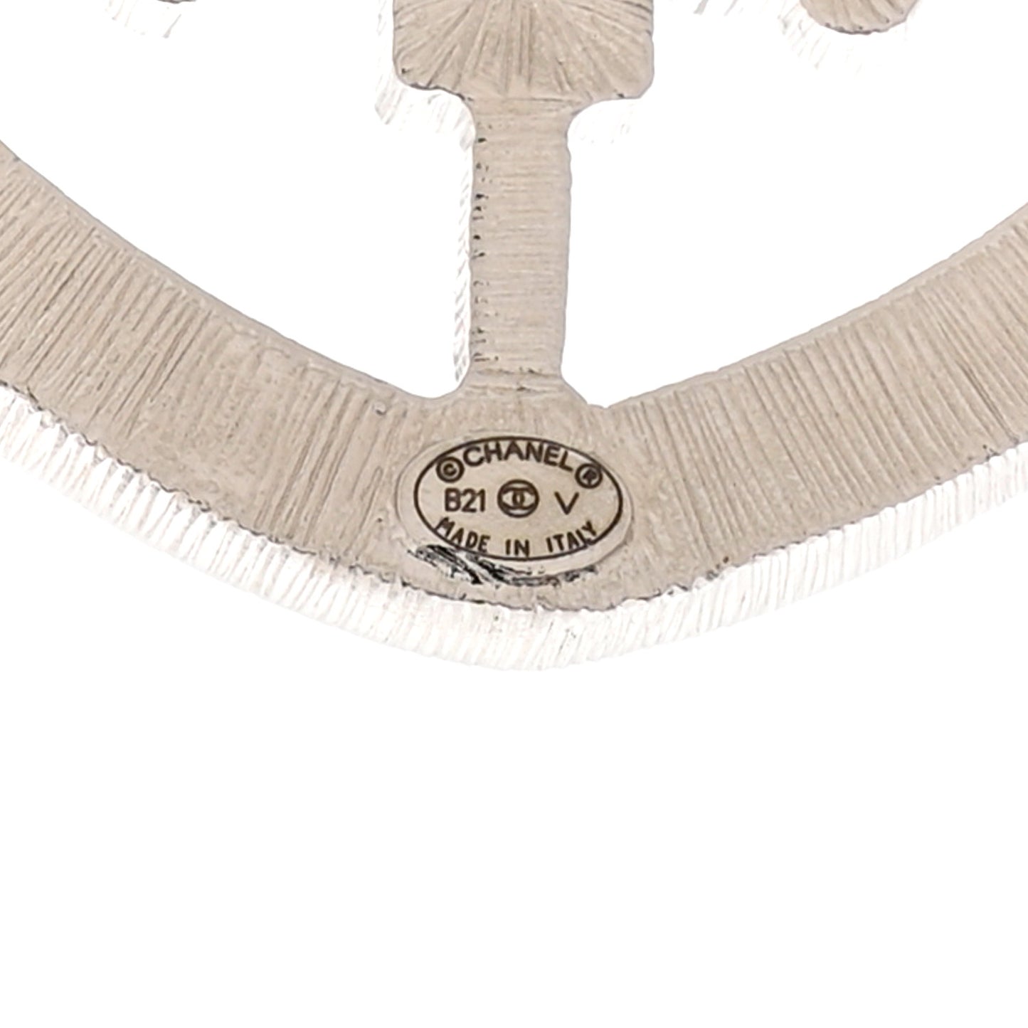 Swarovski Baguette Crystal CC Shield Brooch Silver