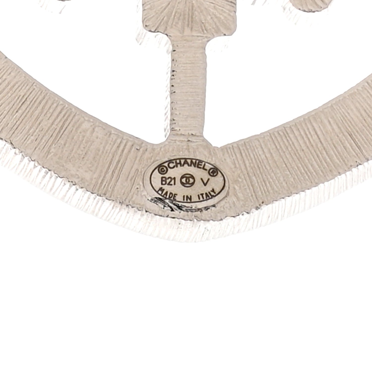 Chanel Swarovski Baguette Crystal CC Shield Brooch Silver 4 of 4