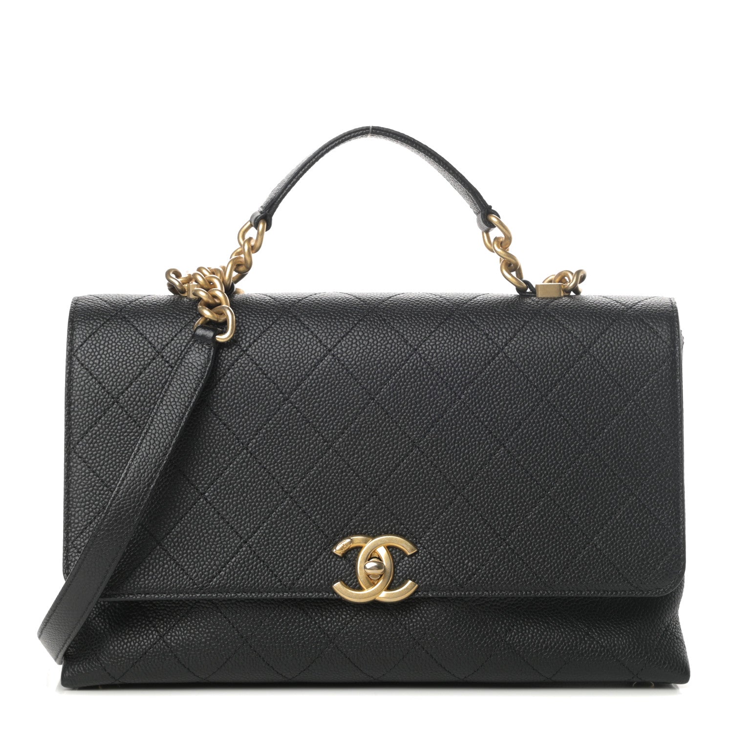 Chanel Grained Calfskin Stitched Flap Black 1 of 10