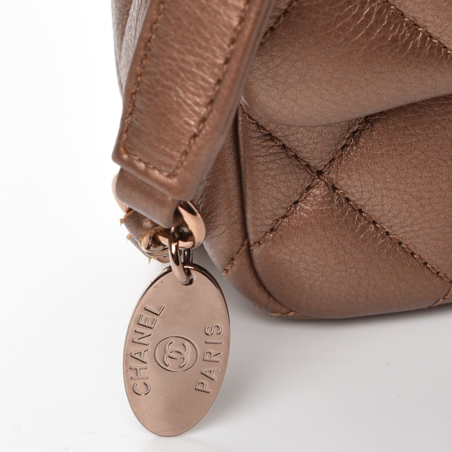 Chanel Iridescent Goatskin Quilted Small CC Eyelet Flap Copper 8 of 11