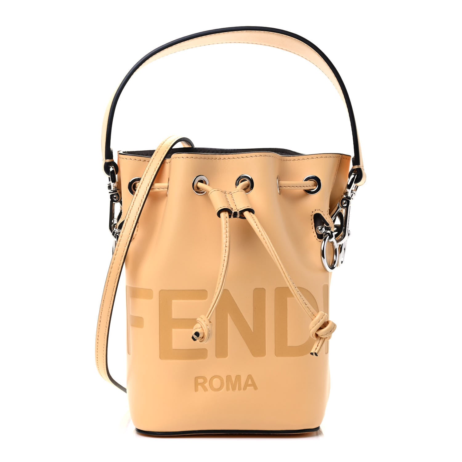 Fendi Vitello King F is Fendi Logo Embossed Mini Mon Tresor Bucket Bag Beige 1 of 4