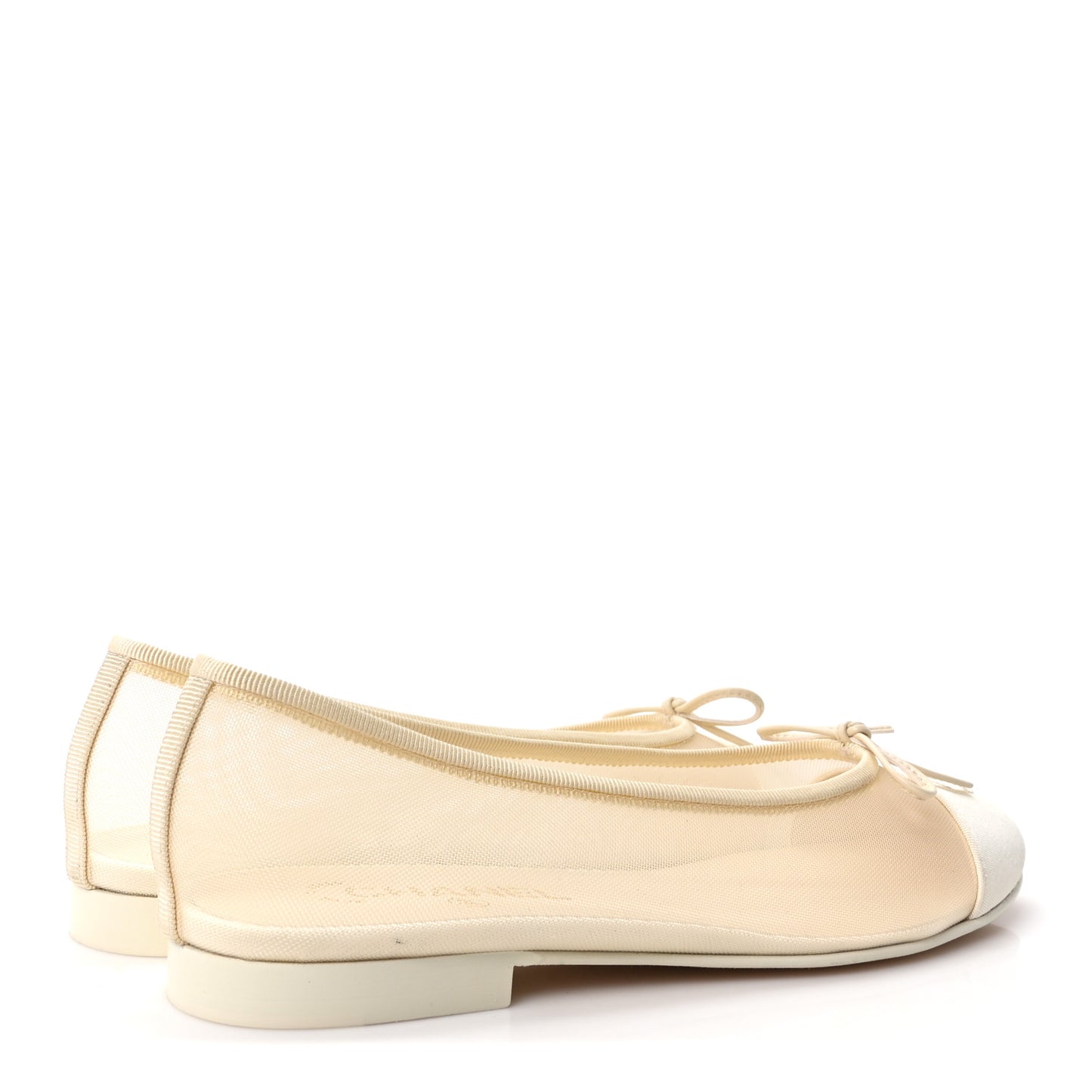 Mesh Grosgrain CC Ballerina Flats 39 Ivory