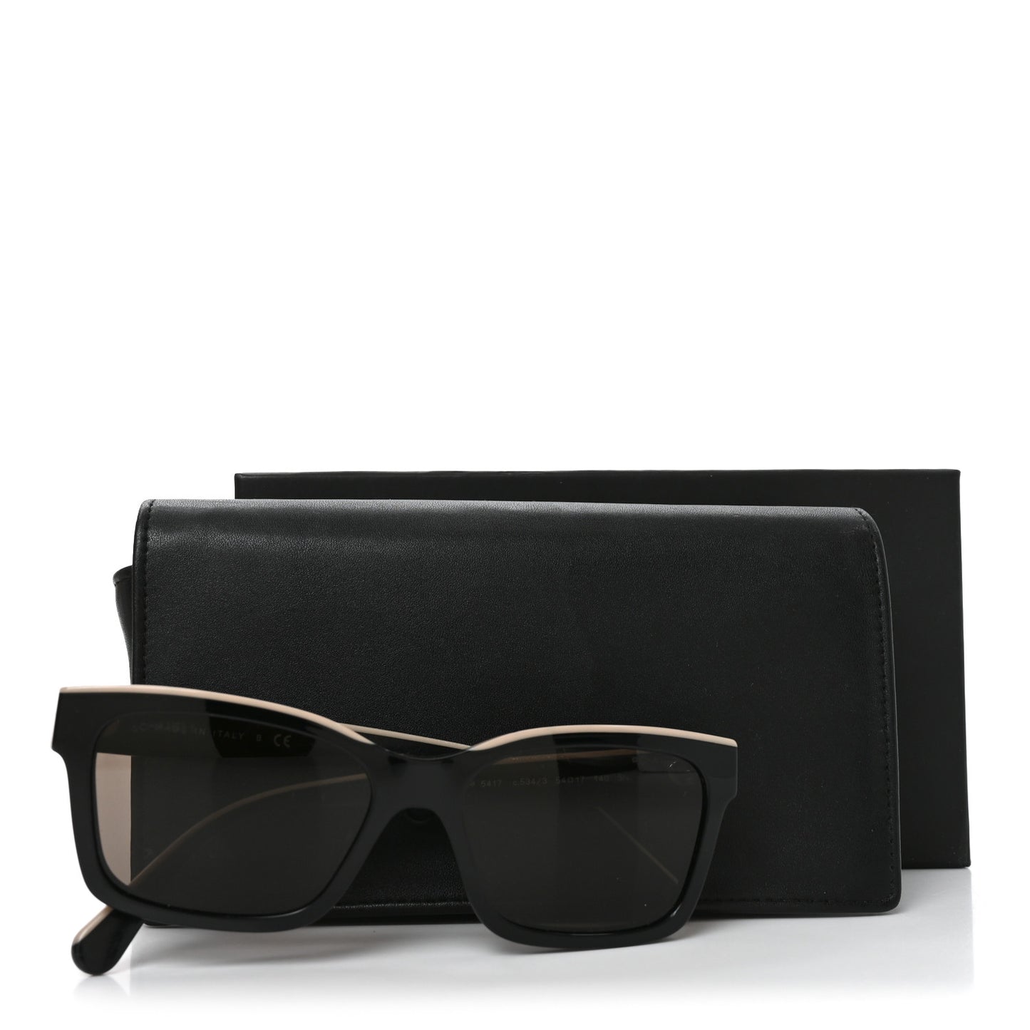 Acetate Logo Square Sunglasses 5417 Black Beige
