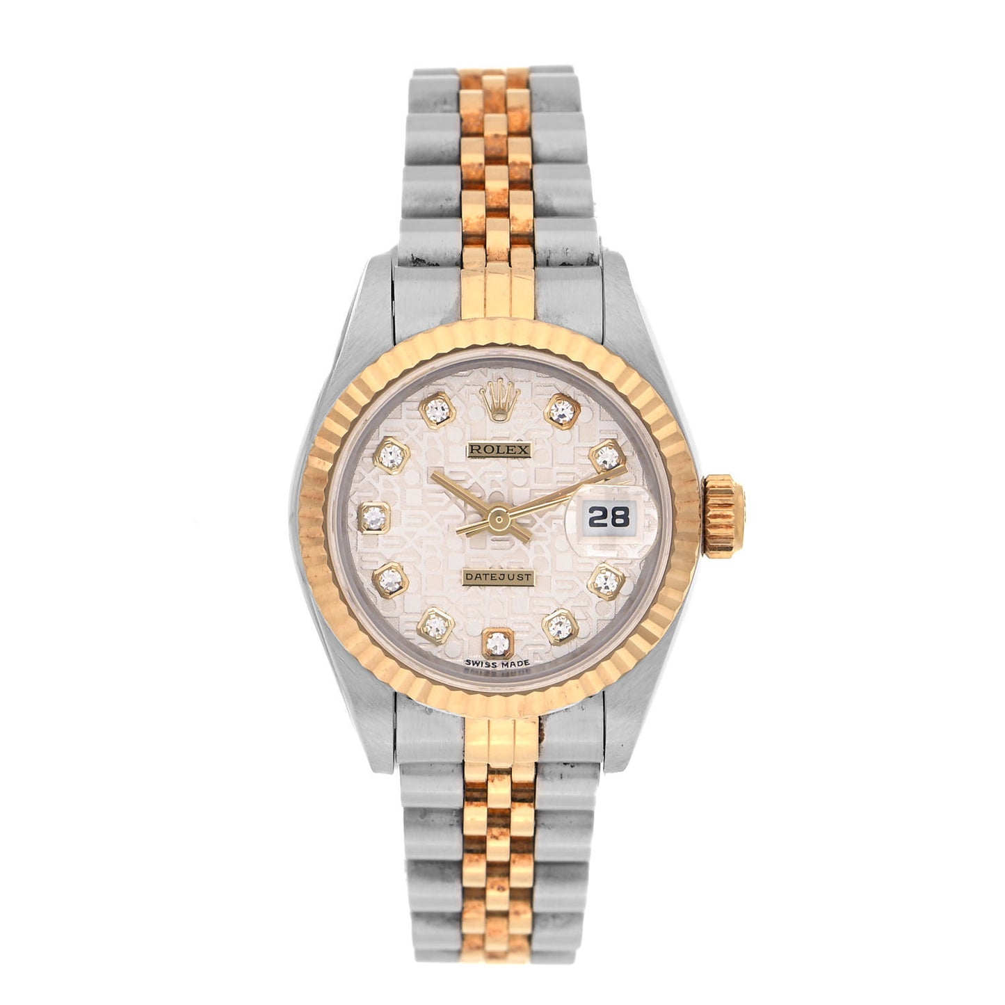 Stainless Steel 18K Yellow Gold Diamond 26mm Oyster Perpetual Datejust Watch White Jubilee 69173