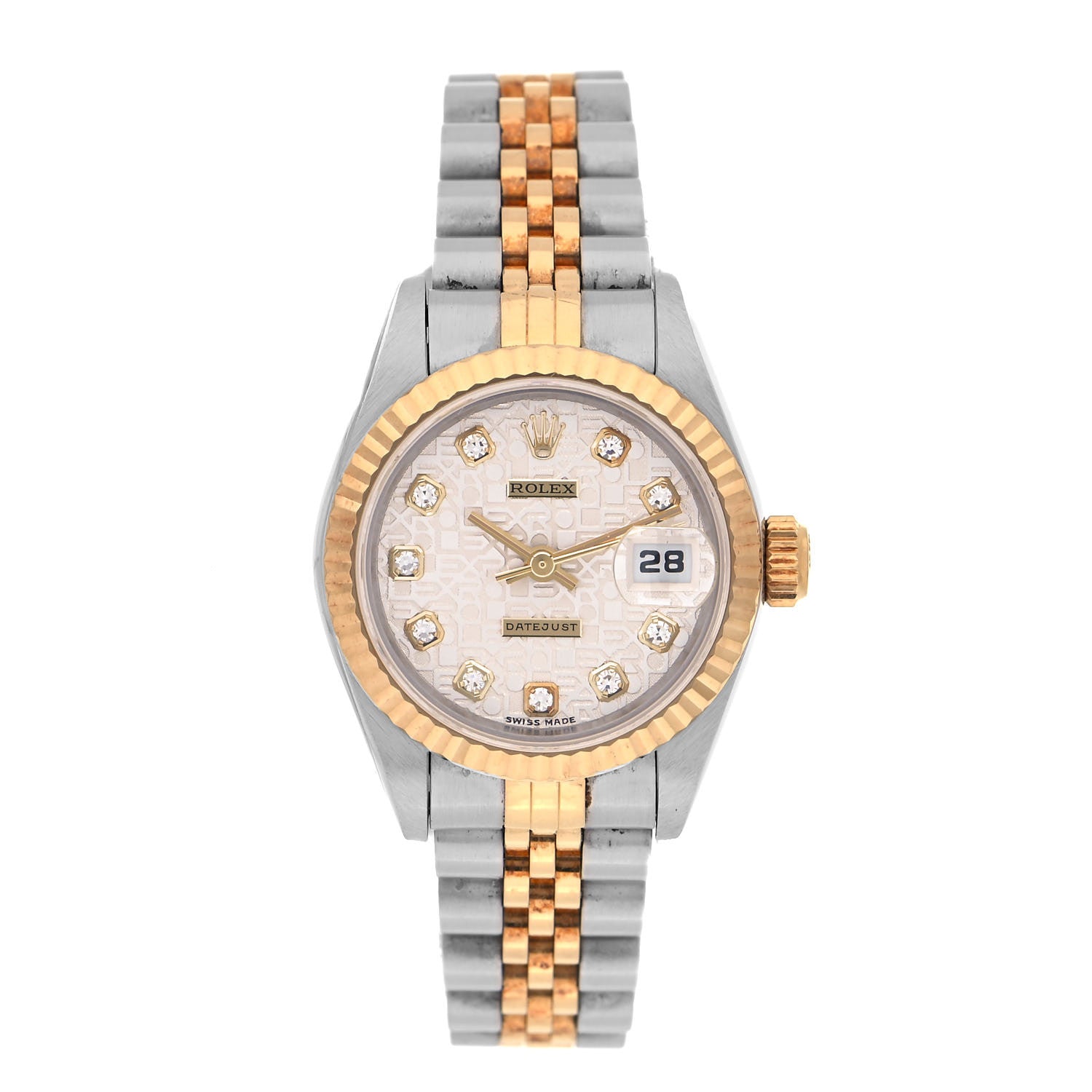 Rolex Stainless Steel 18K Yellow Gold Diamond 26mm Oyster Perpetual Datejust Watch White Jubilee 69173 1 of 4