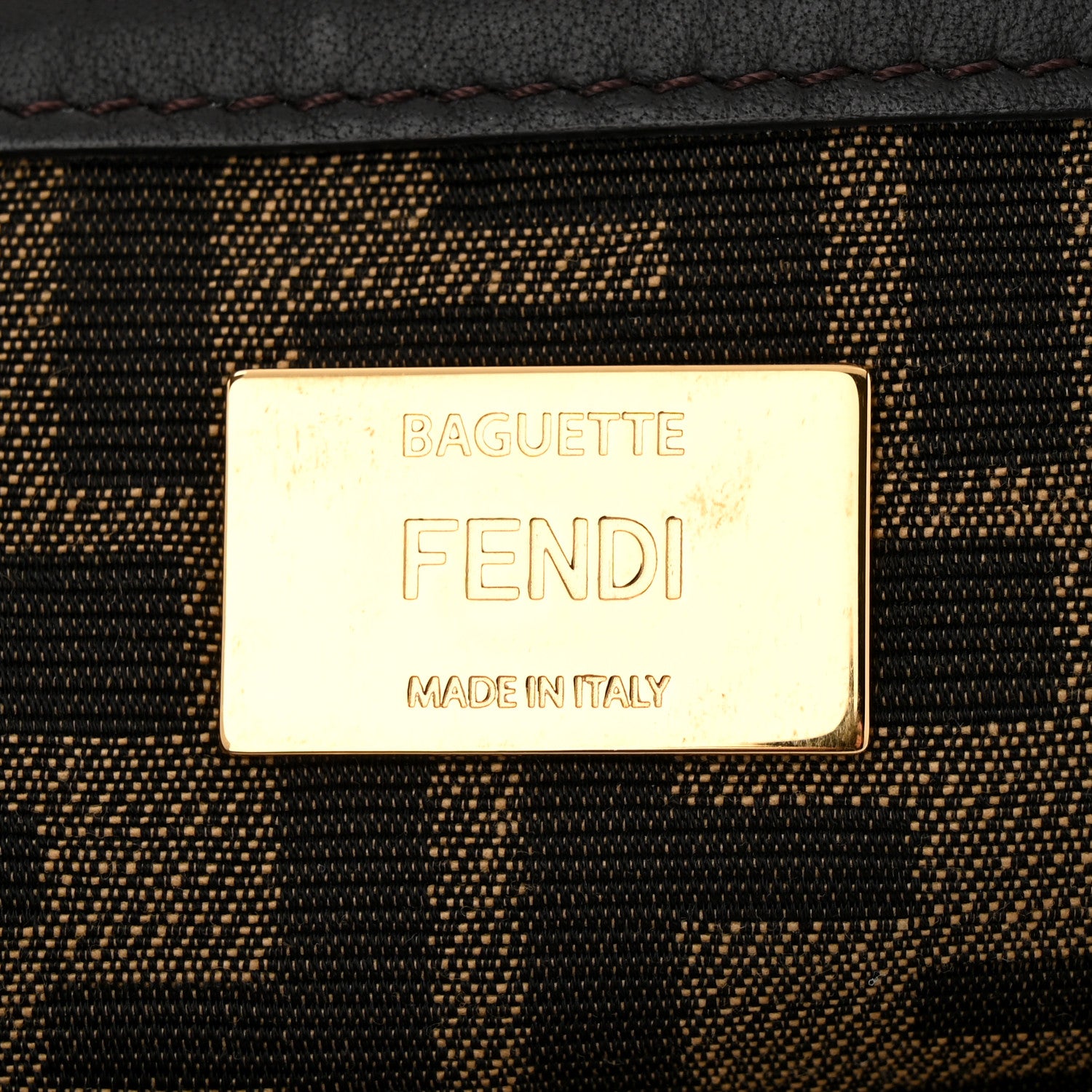 Fendi Fabric Jacquard FF 1974 Medium Baguette Tobacco Moro Black 6 of 10