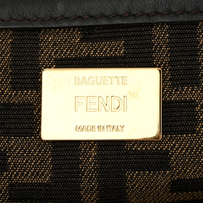 Fendi Fabric Jacquard FF 1974 Medium Baguette Tobacco Moro Black 6 of 10