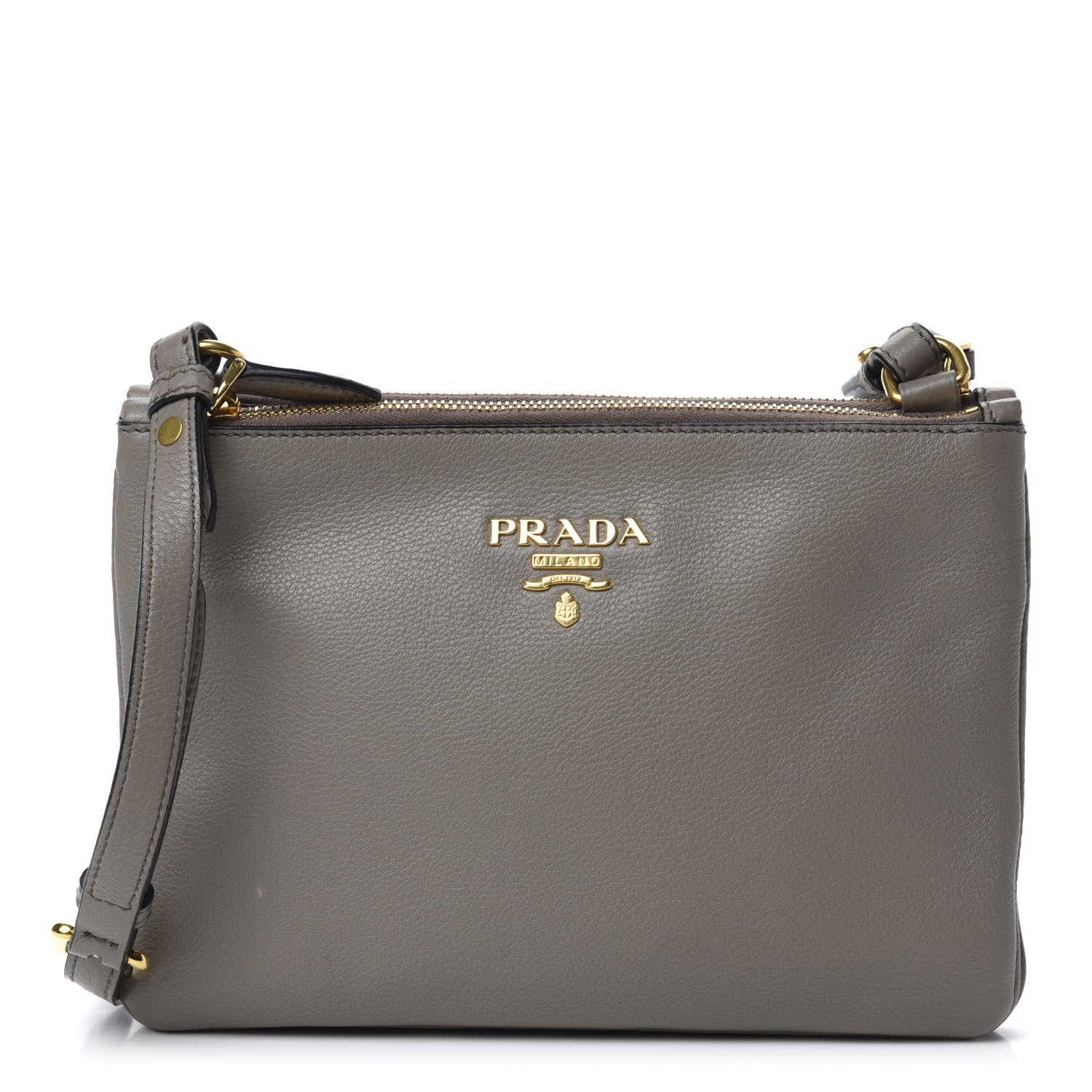 Prada Vitello Phenix Double Zip Crossbody Bag Argilla 1 of 11