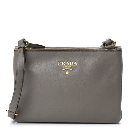 Prada Vitello Phenix Double Zip Crossbody Bag Argilla 1 of 11