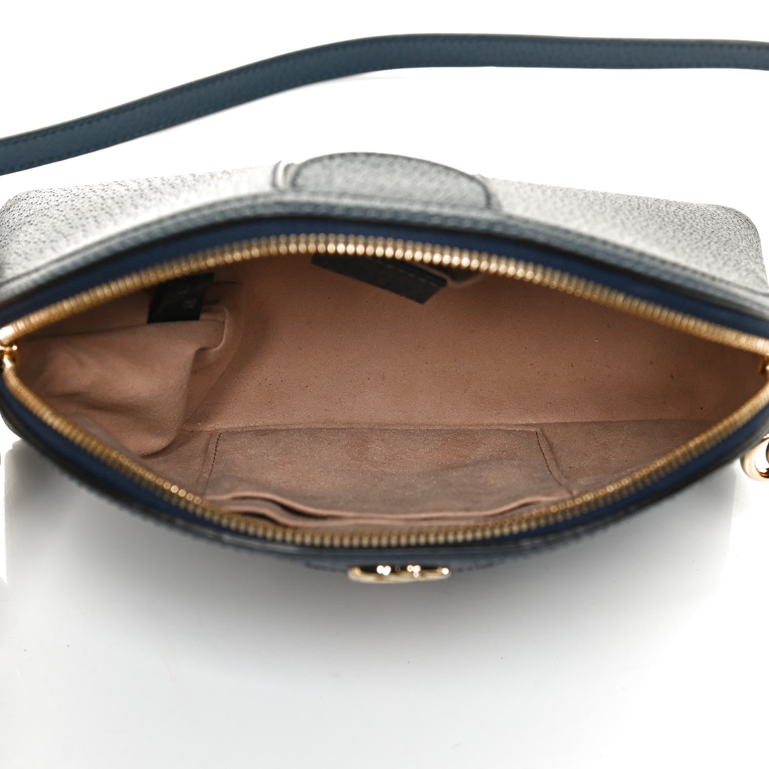 Gucci Textured Dollar Calfskin Web Small Ophidia Dome Shoulder Bag Blue Agata 5 of 13