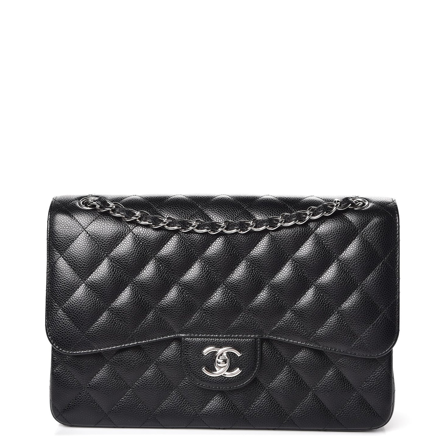 Caviar Quilted Jumbo Double Flap Black