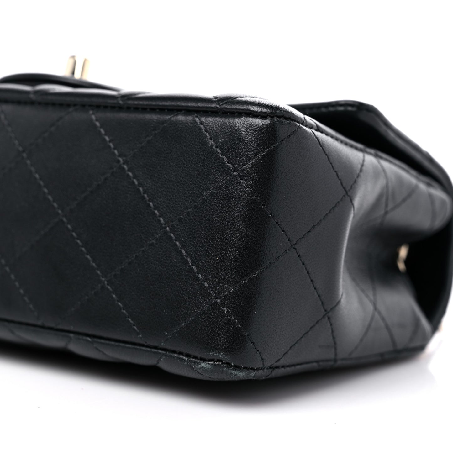 Lambskin Quilted Mini Coco Charms Rectangular Flap Black