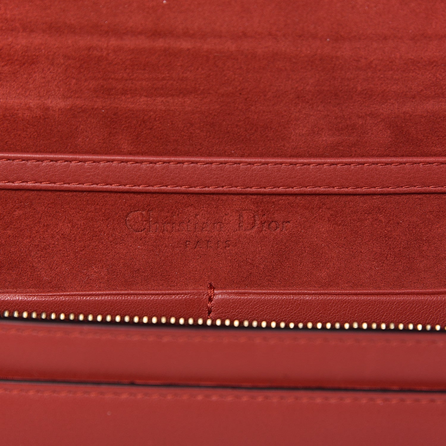 Christian Dior Calfskin Embossed Stars Wallet on Chain Rouge Gold 6 of 10