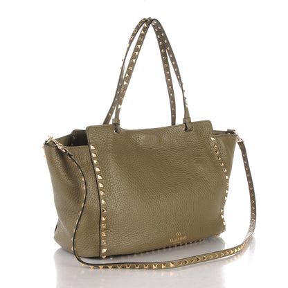 Valentino Garavani Alce Printed Calfskin Medium Rockstud Tote Army Green 3 of 8