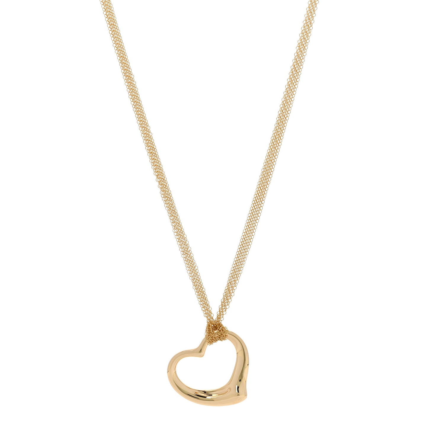 18K Yellow Gold 36mm Elsa Peretti Open Heart Mesh Necklace