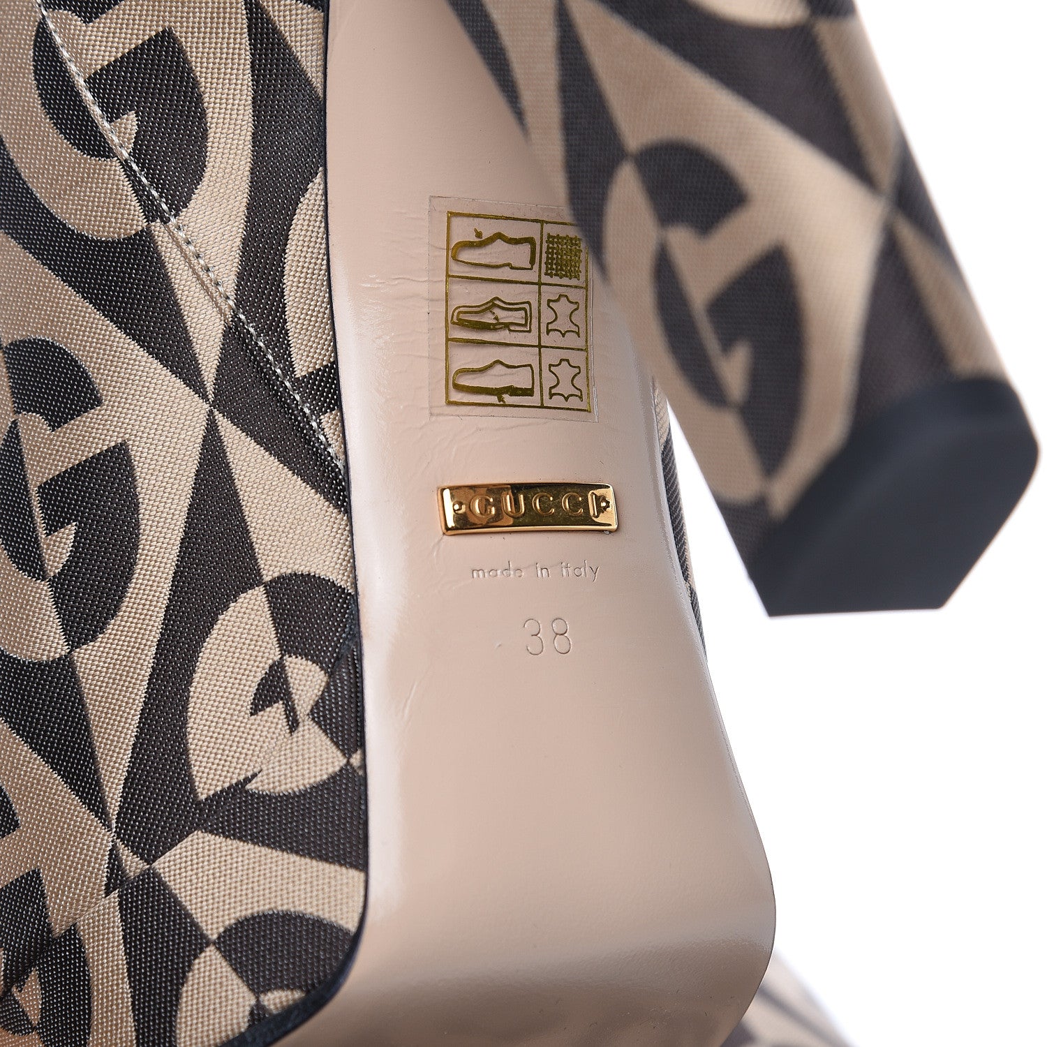 Gucci Fabric G Rhombus Print Platform Boots 38 Beige Cocoa 6 of 8
