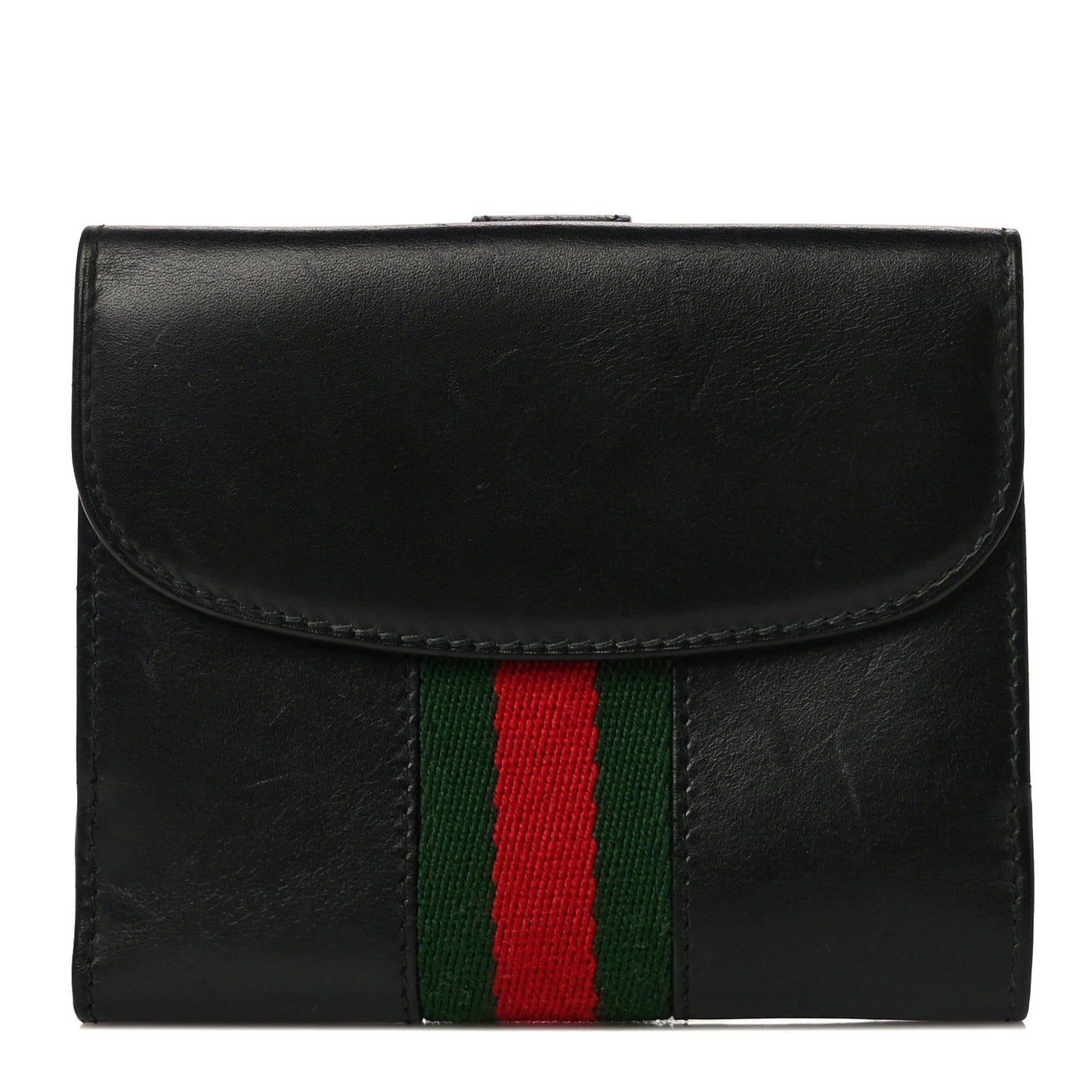 Calfskin Web Compact Wallet Black