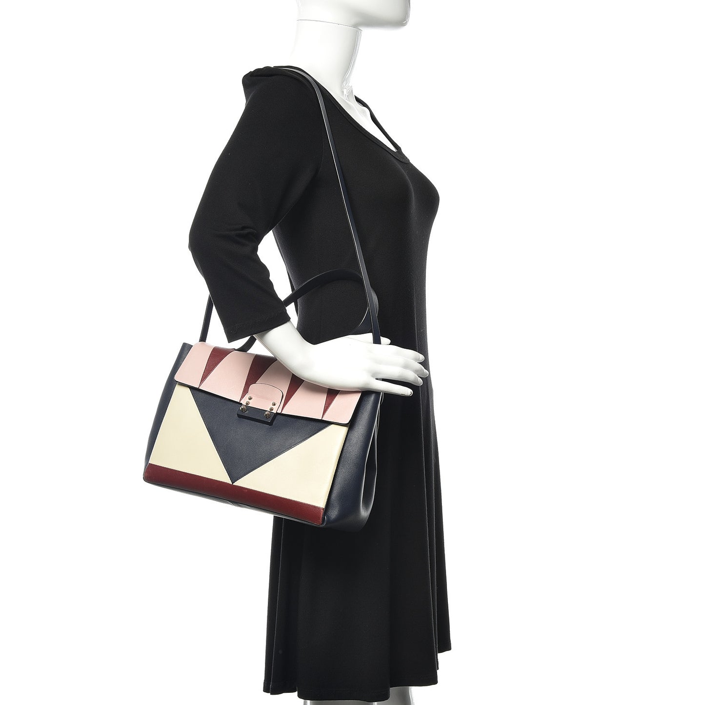 Calfskin Mime Single Handle Bag Multicolor