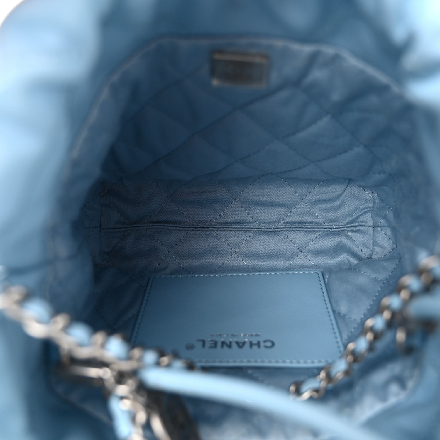 Chanel Shiny Calfskin Quilted Mini Chanel 22 Light Blue 5 of 10