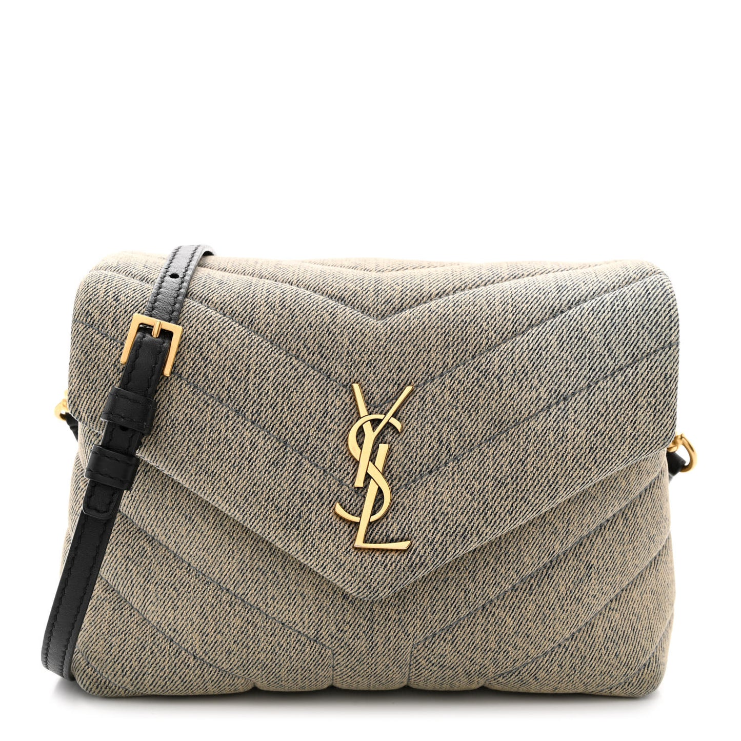 Denim Y Quilted Monogram Toy Loulou Crossbody Bag Grey