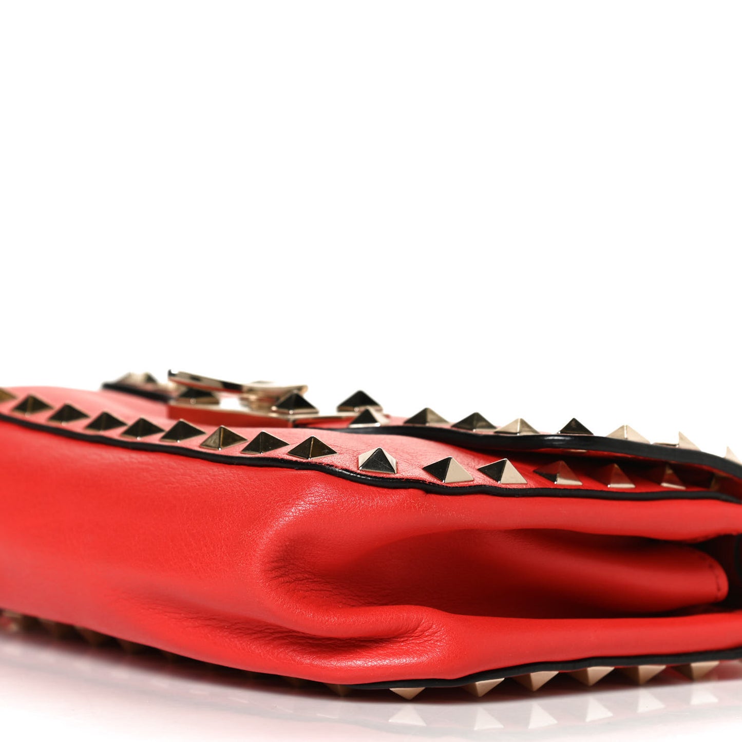 Vitello Mini Rockstud Flap Saddle Crossbody Bag Deep Orange