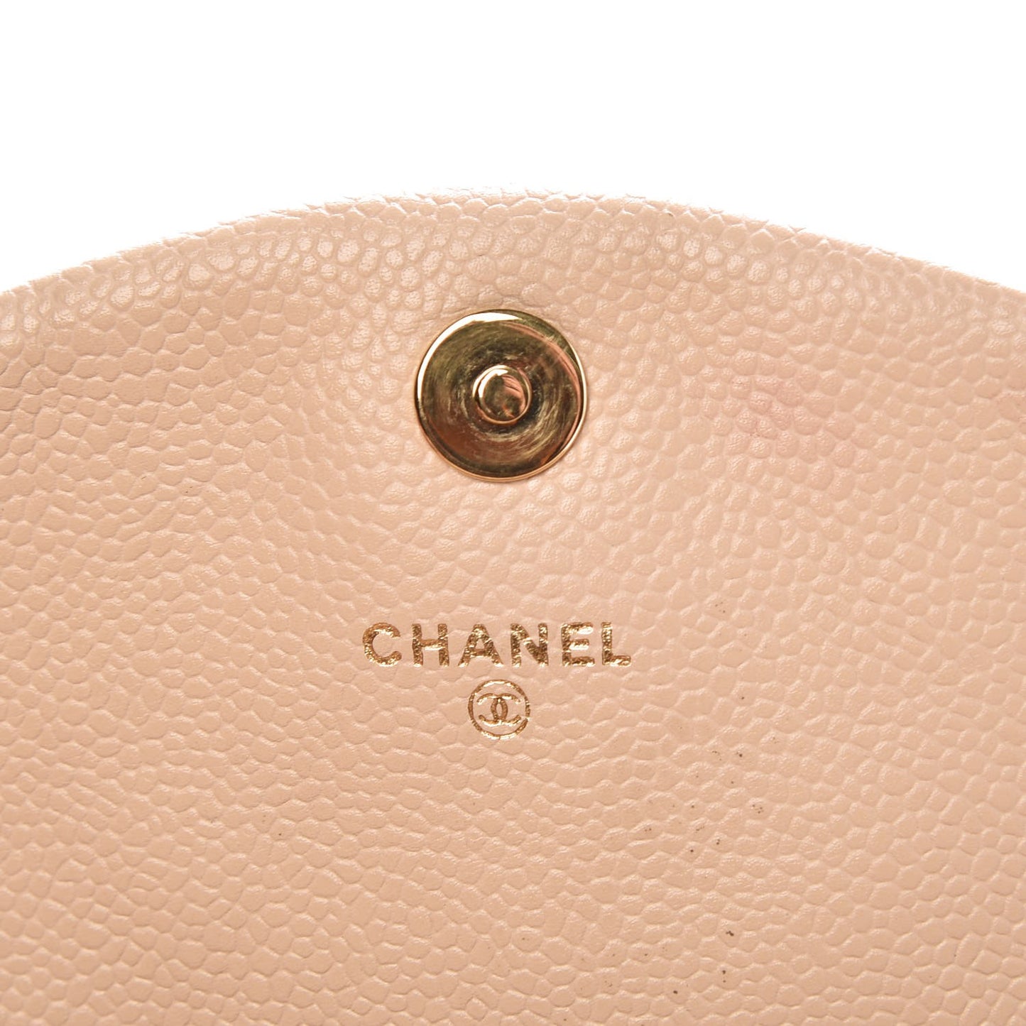 Caviar Half Moon Wallet On Chain Light Beige