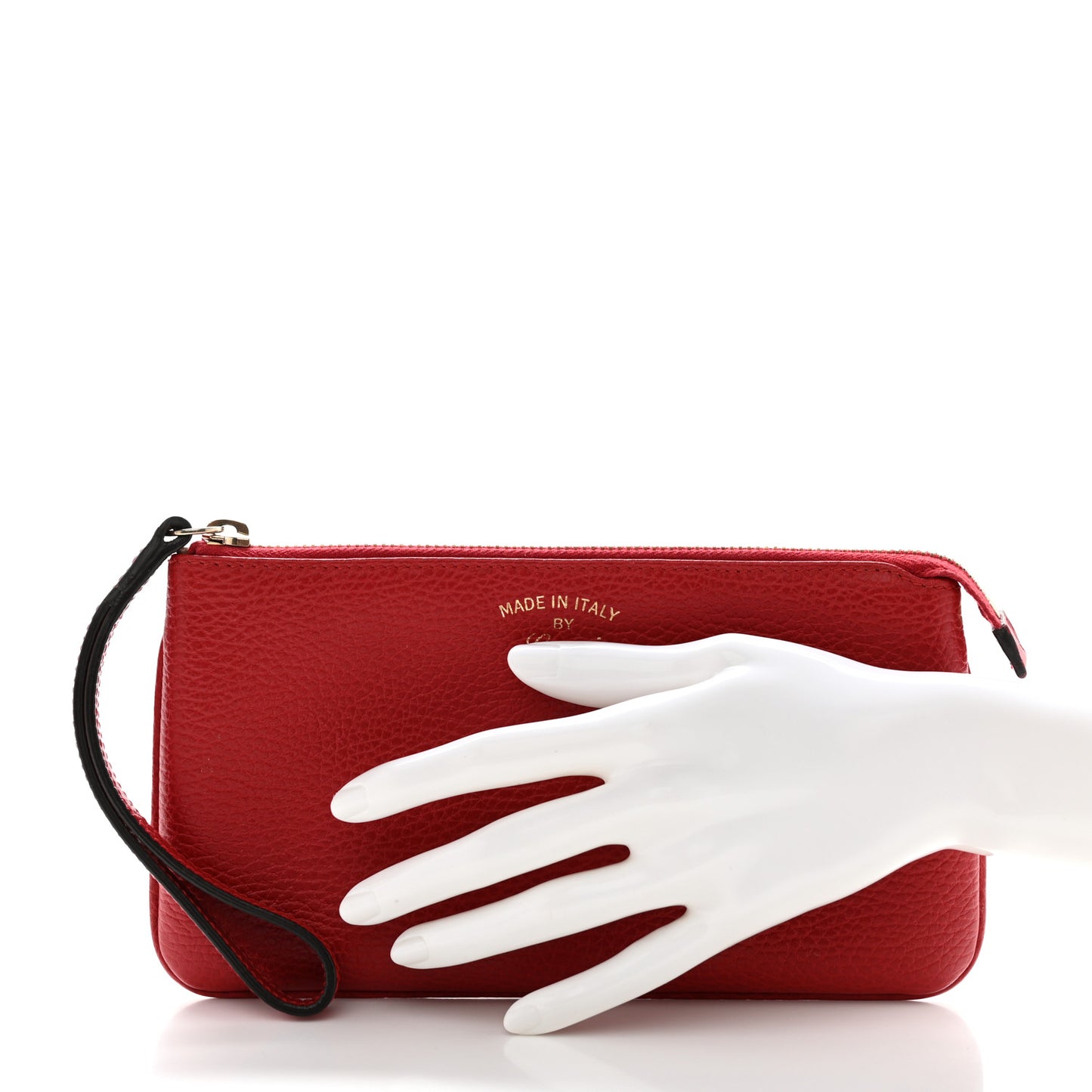 Dollar Calfskin Swing Wristlet Wallet Red