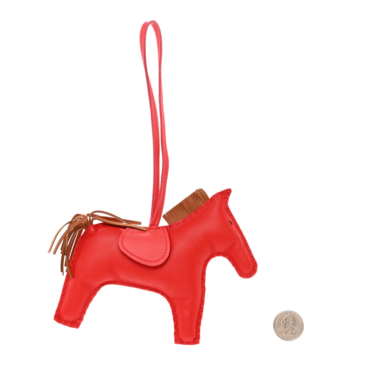 Milo Lambskin Grigri Rodeo Horse Bag Charm GM Rouge Indien Gold Bougainvillea