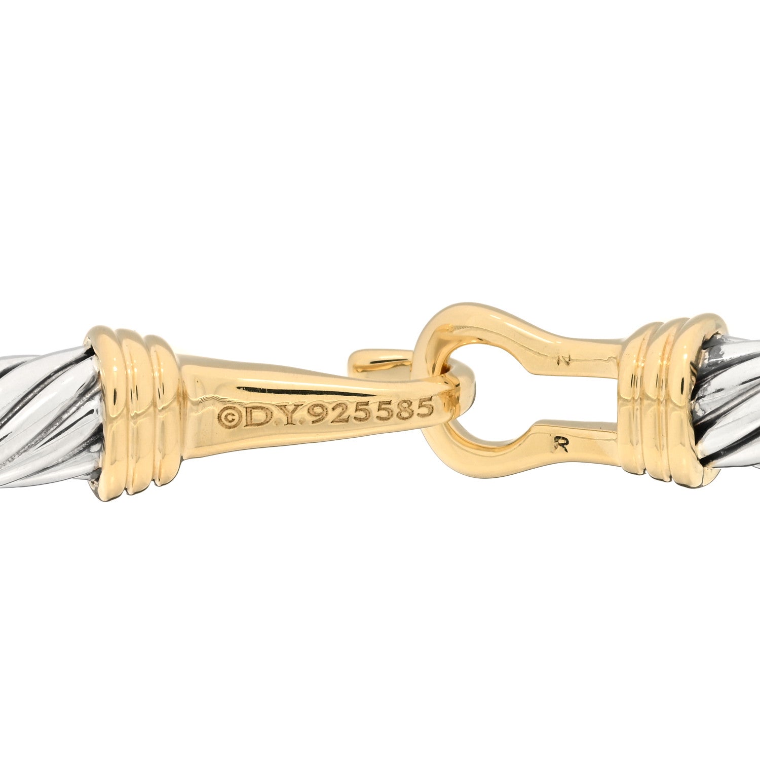 David Yurman Sterling Silver 14K Yellow Gold 5mm Cable Classic Buckle Bracelet 3 of 3