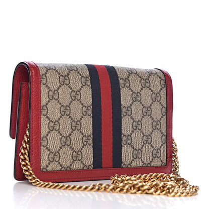 Gucci GG Supreme Monogram Web Queen Margaret Chain Wallet Red 3 of 11