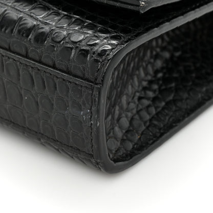 Saint Laurent Calfskin Crocodile Embossed Medium Classic Monogram Kate Tassel Satchel Black 15 of 19