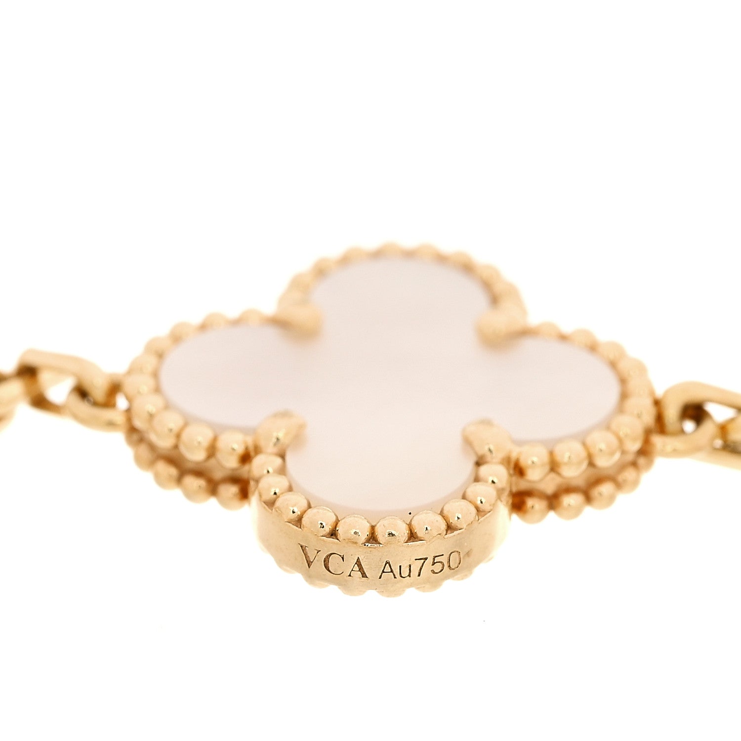 Van Cleef & Arpels 18K Yellow Gold Mother of Pearl 5 Motifs Vintage Alhambra Bracelet 6 of 7