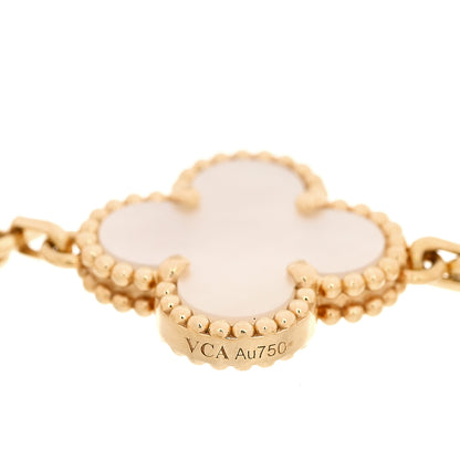 Van Cleef & Arpels 18K Yellow Gold Mother of Pearl 5 Motifs Vintage Alhambra Bracelet 6 of 7