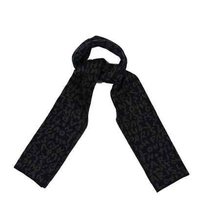 Louis Vuitton Wool Graffiti Scarf Brown Navy 1 of 3