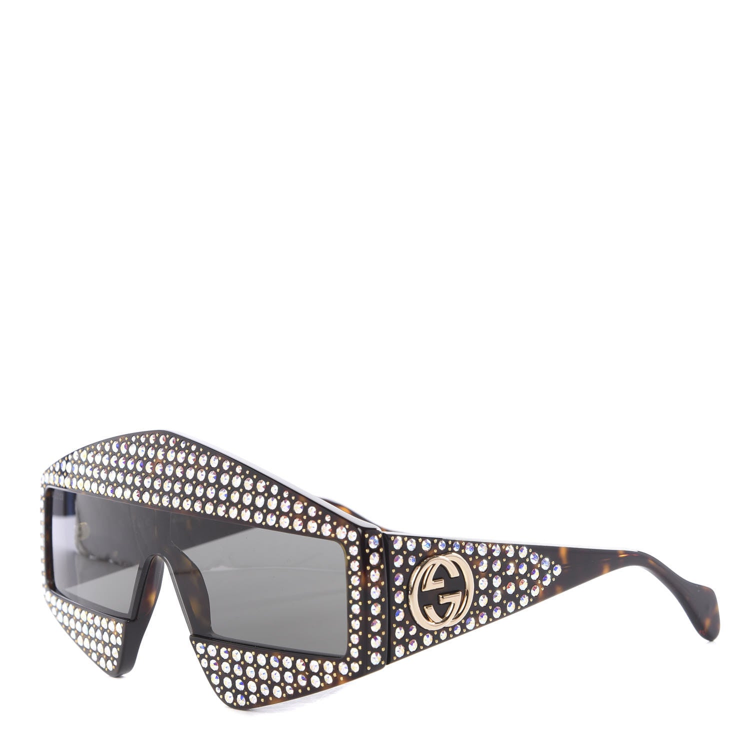Gucci Crystal Rectangular Frame Sunglasses GG0357S Tortoiseshell 1 of 8