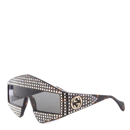 Gucci Crystal Rectangular Frame Sunglasses GG0357S Tortoiseshell 1 of 8