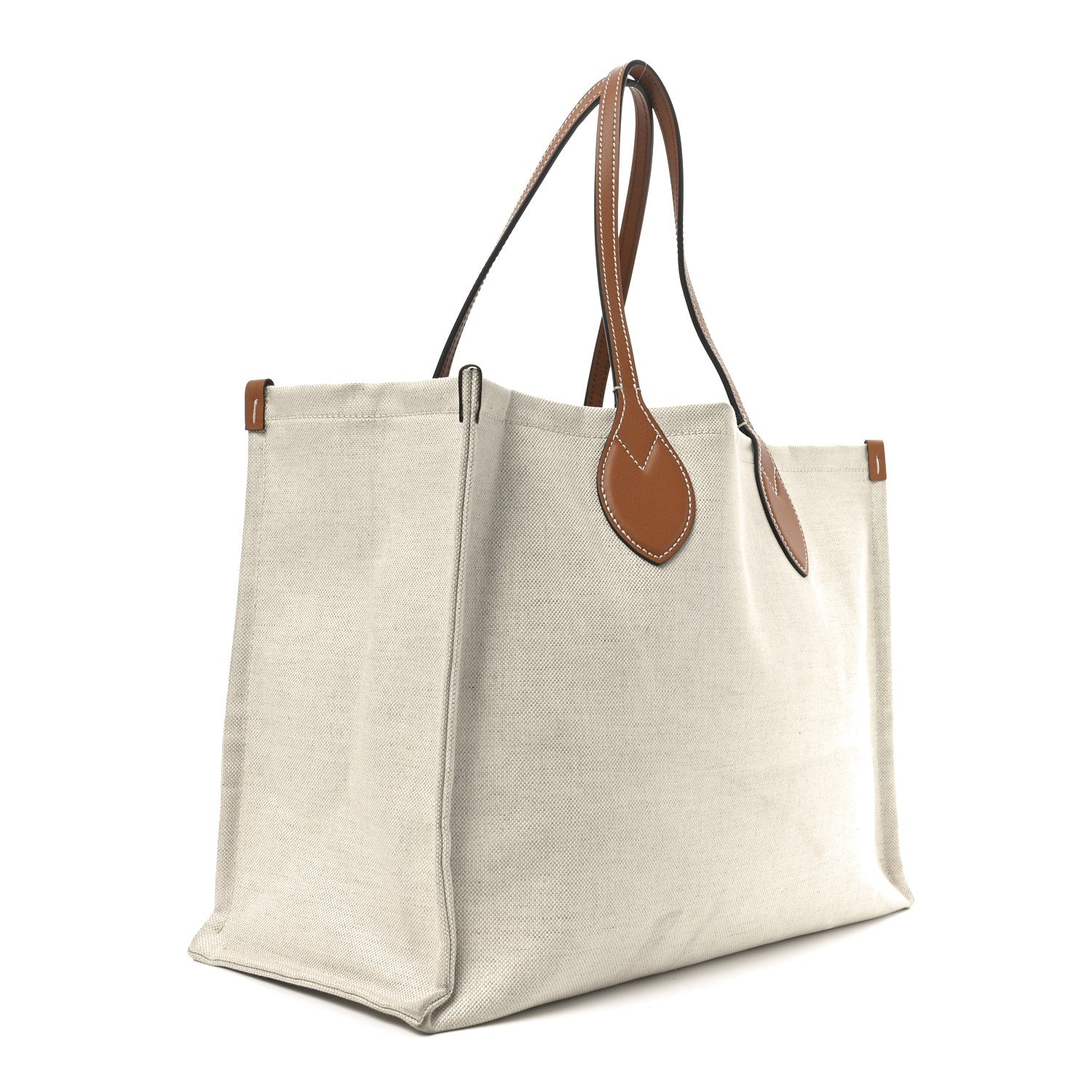 Gucci Canvas Calfskin Logo Print Large Tote Bag Brown 4 of 12