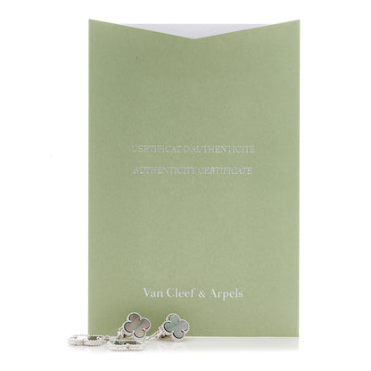 Van Cleef & Arpels 18K White Gold Gray Mother of Pearl 2 Motifs Magic Alhambra Earrings 4 of 4